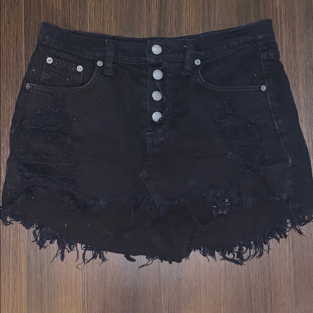 Denim skirt black car mar